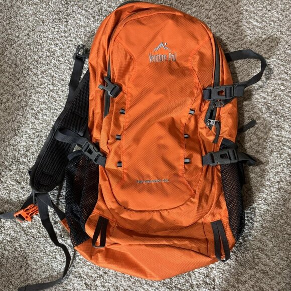 Venture Pal Lightweight Packable Hiking Backpack Orange Ripstop Mesh Pockets - Picture 1 of 13